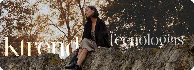 Mulher sentada em uma paisagem natural representando o conceito de K-Trend e inovação em tecnologias para estética e bem-estar.